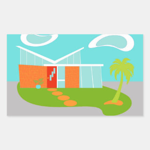 Stickers de la maison de dessin moderne du milieu