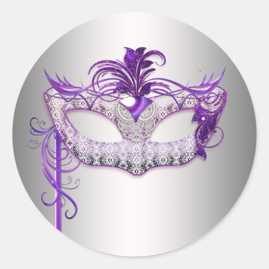 Stickers de la mascarade violet d'argent (Devant)
