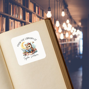 Stickers de livre de chouette - Plaque personnalis