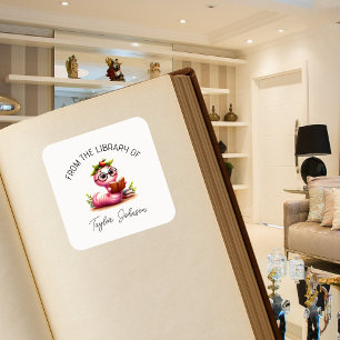 Stickers de livre de ver de livre mignon Plaque pe