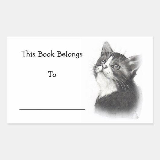 Stickers de livre : Dessin au crayon de chaton (Devant)