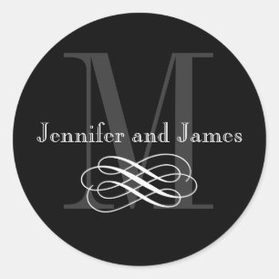 Stickers de logo Mariage Monogramme noir et blanc