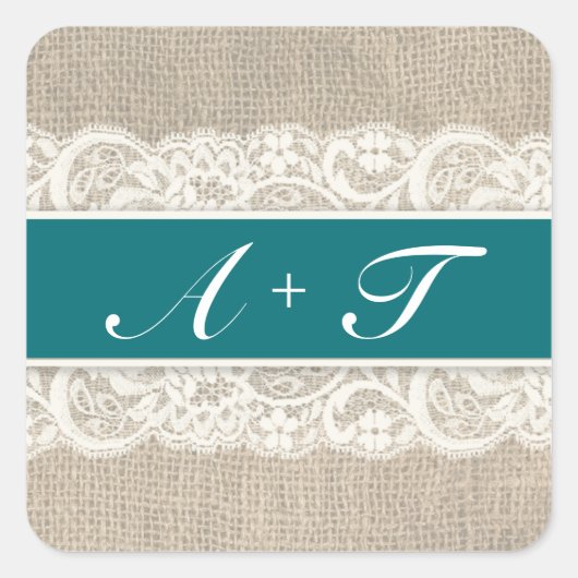 Stickers de look de dentelle et de burlap rustique (Devant)