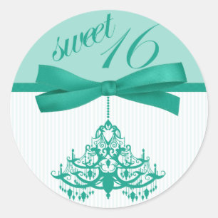 Stickers de lustre en Sweet sixteen blanc Turquois