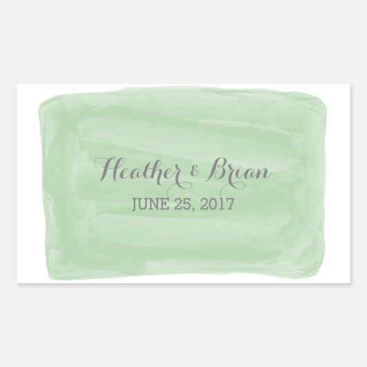 Stickers de mariage à l'aquarelle verte (Devant)