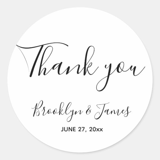 Stickers de mariage à script simple rond (Devant)