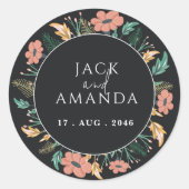 Stickers de mariage aux fleurs noires élégantes (Devant)