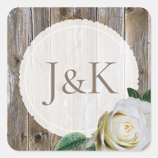 Stickers de mariage blanc rose en bois rustique pa (Devant)