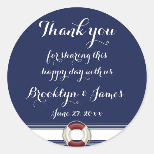 Stickers de mariage bleu grand Merci