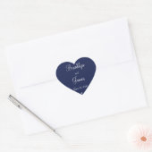 Stickers de mariage bleu marine de coeur (Enveloppe)