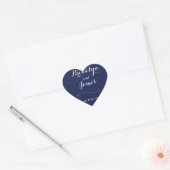 Stickers de mariage bleu marine de coeur élégant (Enveloppe)