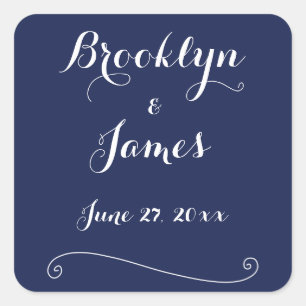 Stickers de mariage bleu marine élégant