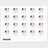 Stickers de mariage bleu marine et rose vif (Feuille)