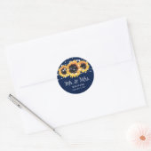 Stickers de mariage bleu marine M. et Mme Sunflowe (Enveloppe)