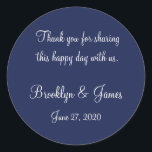 Stickers de mariage bleu Merci<br><div class="desc">stickers de mariage bleu Merci avec texte modifiable</div>