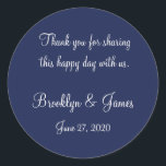Stickers de mariage bleu Merci<br><div class="desc">stickers de mariage bleu Merci avec texte modifiable</div>