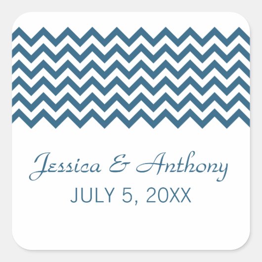 Stickers de mariage bleu simple Chevron (Devant)