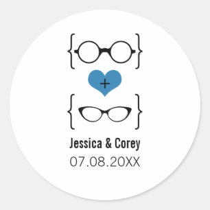Stickers de mariage Blue Geeky Lunettes
