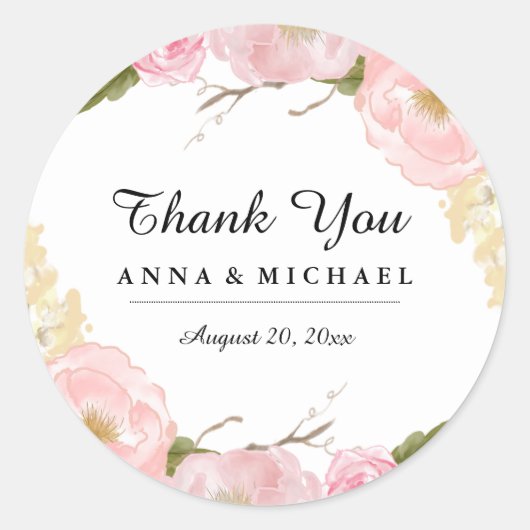 Stickers de mariage botanique floral blanc (Devant)