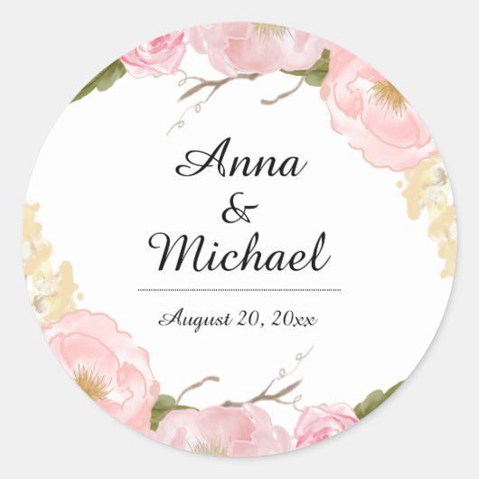 Stickers de mariage botanique floral blanc (Devant)