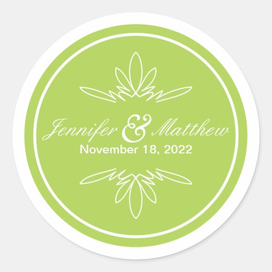Stickers de mariage charme intemporel - Céleri (Devant)