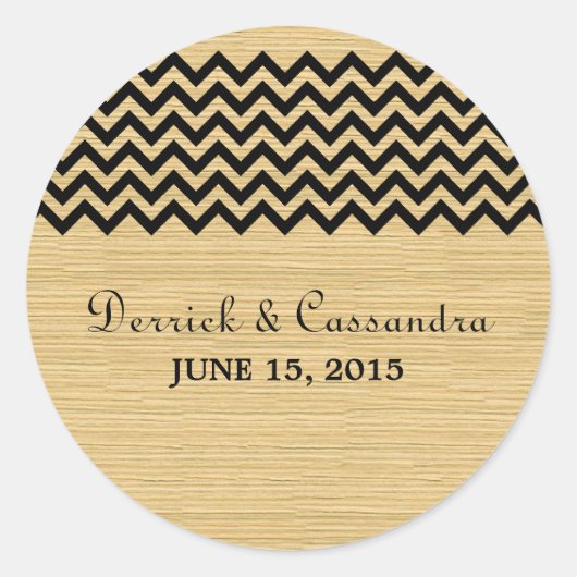 Stickers de mariage Chevron rustique ébène (Devant)