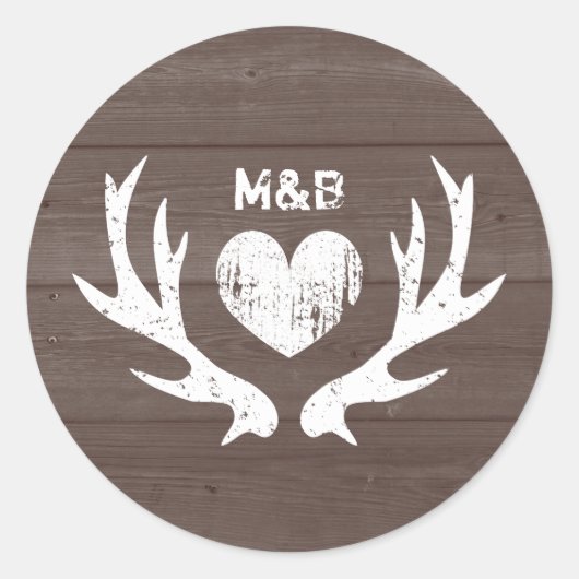 stickers de mariage chic cerf de bois (Devant)