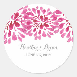 Stickers de mariage Chrysanthemum rose Aquarelle