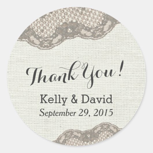 Stickers De Mariage De Dentelle Foncé Classique (Devant)