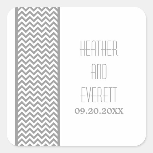 Stickers de mariage de frontière Grey Chevron (Devant)