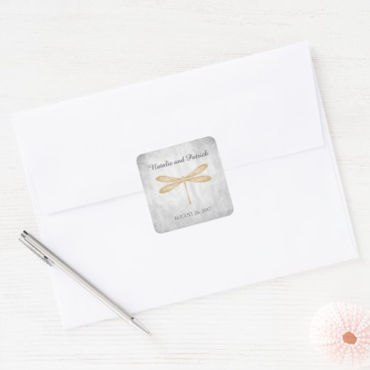 Stickers de mariage de libellules d'or (Enveloppe)