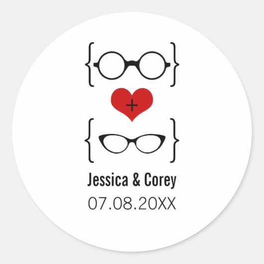 Stickers de mariage de lunettes Geeky (Devant)