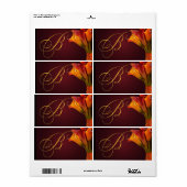 Stickers de mariage de nénuphars Monogram Calla (Feuille entière)