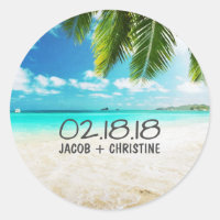 Stickers de mariage de plage de l'île tropicale