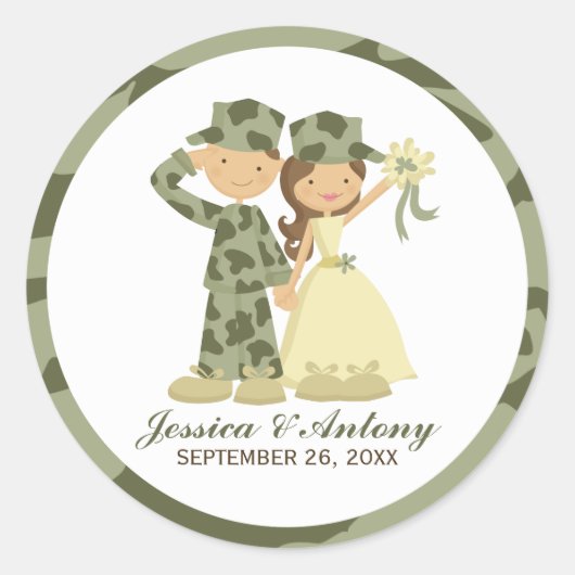 Stickers de mariage de soldat et d'épouse (Devant)