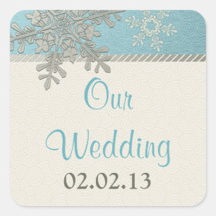Stickers de mariage d'hiver Silver Blue Gold Snowf
