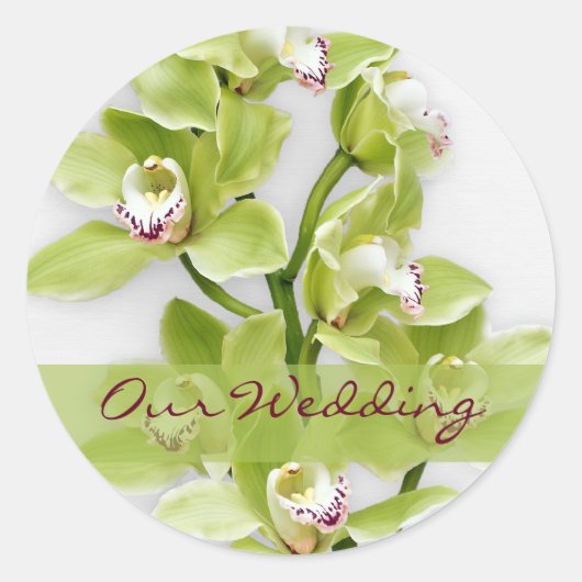 Stickers de mariage d'orchidées du Cymbidium Vert (Devant)