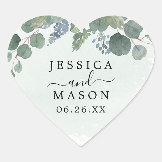 Stickers de mariage Dusty Blue Eucalyptus Favor (Devant)