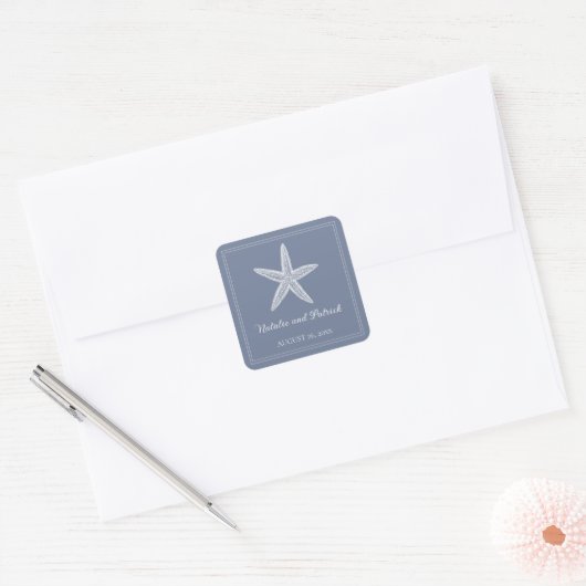 Stickers de mariage Dusty Blue Starfish (Enveloppe)