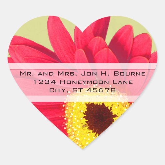 Stickers de mariage élégant rose Gerber Daisy (Devant)