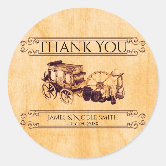 Stickers de mariage élégant Vintage occidental Fav (Devant)