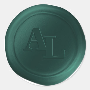 Stickers de mariage Emerald Green Wax Seal Monogra