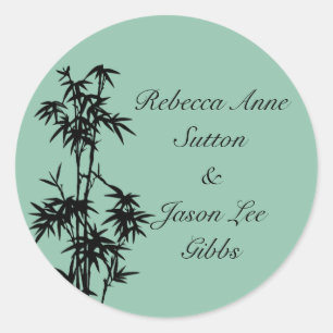 Stickers de mariage en bambou vert
