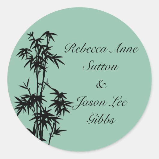 Stickers de mariage en bambou vert (Devant)