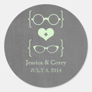 Stickers de Mariage en carton vert Geeky Glasses