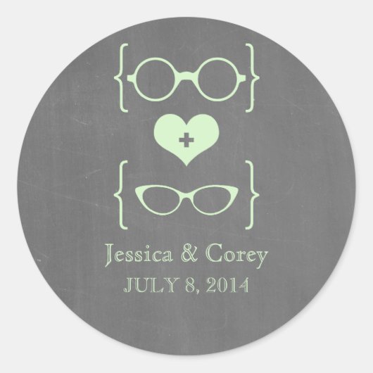 Stickers de Mariage en carton vert Geeky Glasses (Devant)