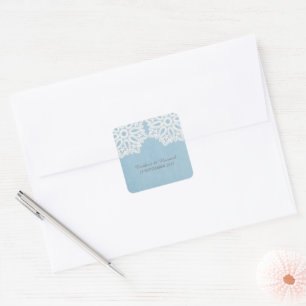 Stickers de mariage en dentelle bleu élégant
