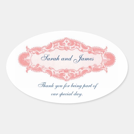 Stickers de mariage en Merci rose vintage (Devant)