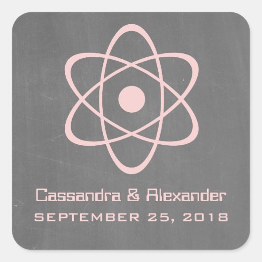 Stickers de mariage en tableau noir rose atomique (Devant)