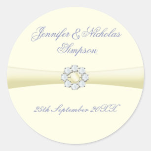 Stickers de mariage Favor ivoire avec Pearl & Diam